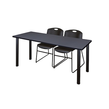 Kee Rectangle Tables > Training Tables > Kee Table & Chair Sets, 66 W, 24 L, 29 H, Grey MT6624GYBPBK44BK